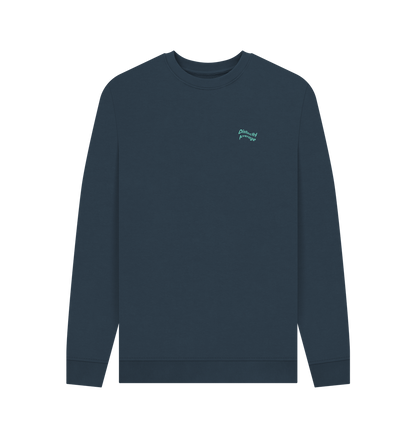 Navy Blue Printed Sweater Front